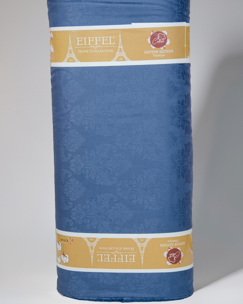 blue jacquard satin fabric